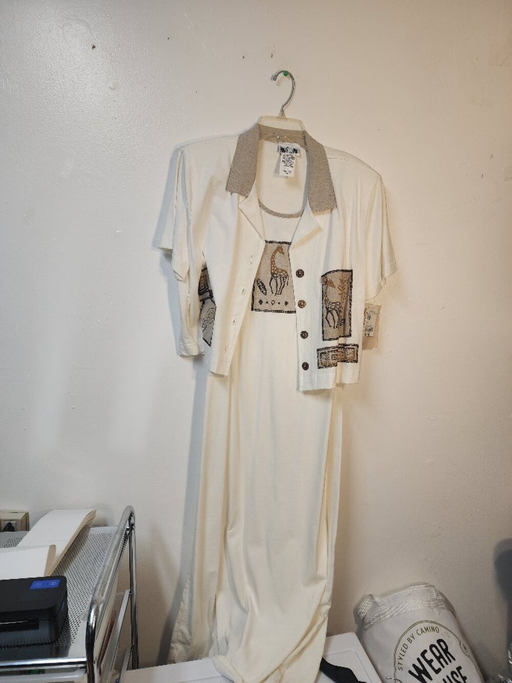 Vintage Nina Piccalino ivory maxidress 16 & jacket NWT
